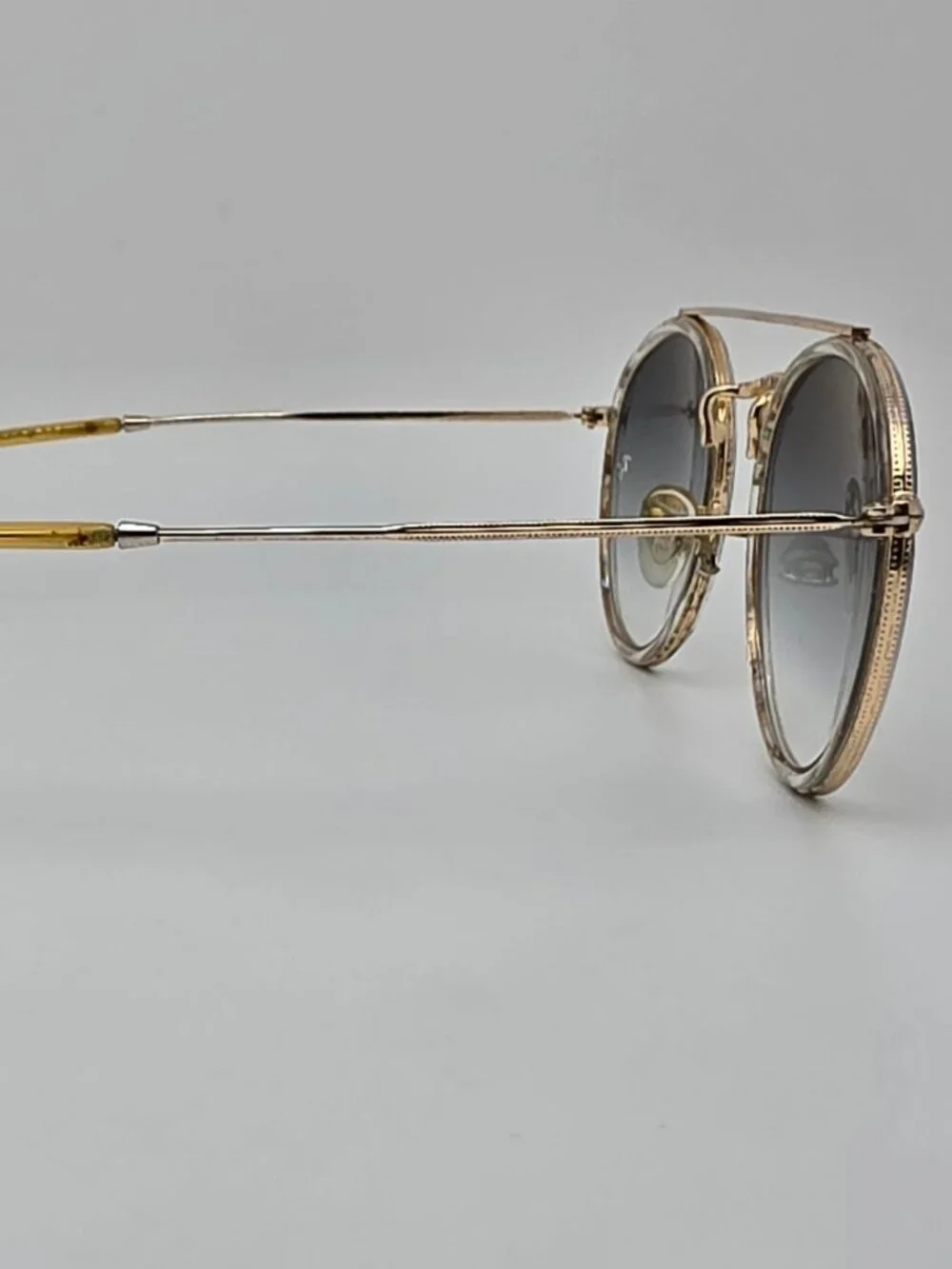 Ray-Ban RB3647N Round Double Bridge Gold Frame Blue Lens Aviator Sunglasses 51mm
